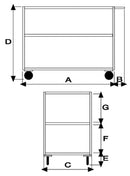 Portatutto medio a 3 piani e ruote girevoli