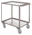 Portatutto grande a 2 piani con bordo di contenimento in acciaio inox aisi 304 con ruote con freno