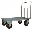Pianale maxi mm 1200x800 in acciaio inox con ruote pneumatiche girevoli con freno