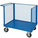 Pianale con tre sponde in rete, 2 ruote con freno