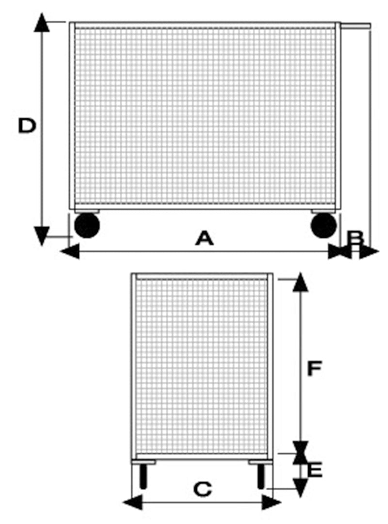 Pianale con tre sponde in rete