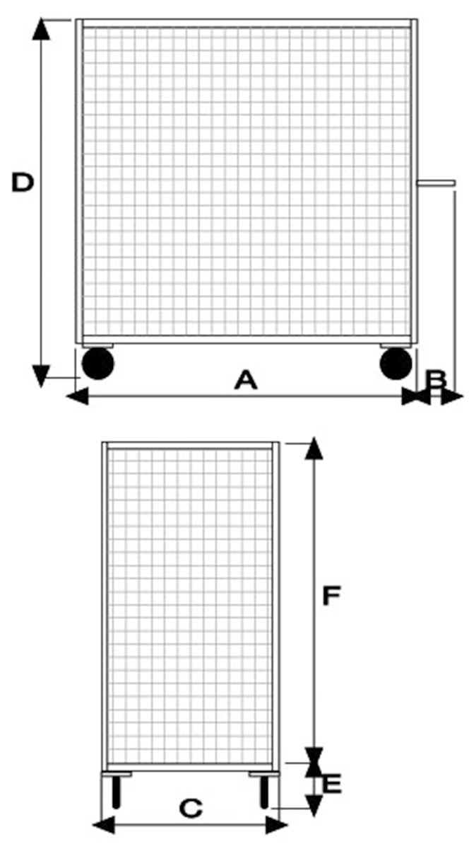 Pianale verniciato a 3 sponde ruote antiforatura, 2 ruote con freno