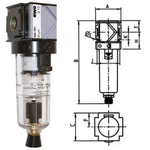 Filtri per aria compressa variobloc con svuotamento automatico, bicchiere in policarbonato trasparente - 3463gspa 1/2