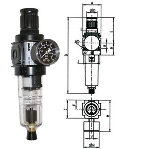 Gruppi filtro-riduttore per aria compressa variobloc con svuotamento automatico- bicchiere in policarbonato trasparente - 3463gzpa 1/2