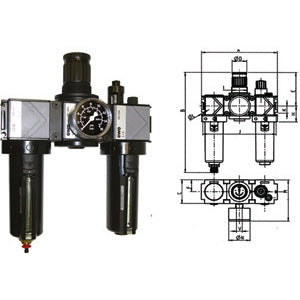 Gruppi filtro-riduttore-lubrificatore variobloc con svuotamento automatico - 3464gca 1/2