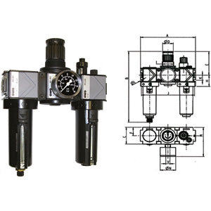 Gruppi filtro-riduttore-lubrificatore variobloc con svuotamento manuale - 3464gc 1/4