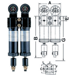 Gruppi filtro ad 2 unita filtro di cellulosa + filtro al silicato di boro - 3473ge 1