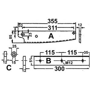 Coltelli superiori 2br/4/300 per art.712g3 - 713 3a