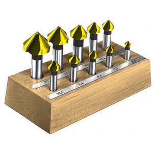 Assortimenti di 9 fresexsvasare in acciaio hss rivest.tin - 8833g