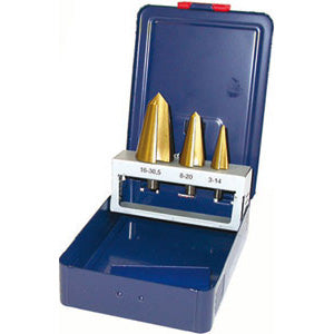 Assortimenti frese coniche per lamiere 3 pz.in acciaio hss rivest.tin - 8891g