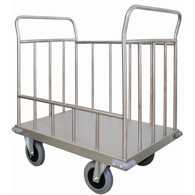 Carrello trasporto universale 4 sponde in tubolare in acciaio inox aisi 304