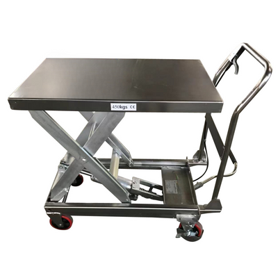 Tavolo a Pantografo in Acciaio Inox 250 kg Alzata 890 mm