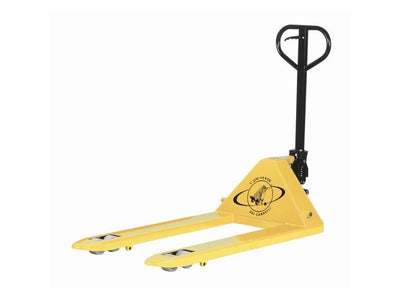 Transpallet modello largo per frutta con 2 rulli anteriori in nylon bianco