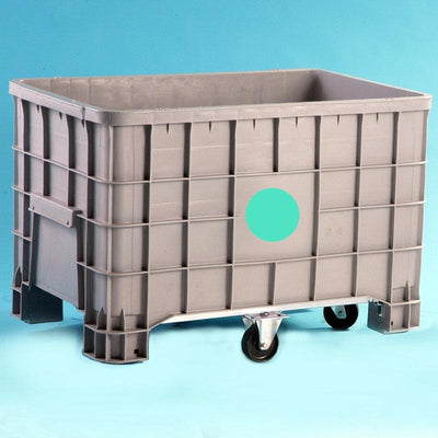 Telaio a crociera contenitore in plastica da 600lt ruote ø106x40 in pp 2 fisse + 2 girevoli