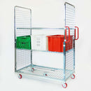 Rollcontainer maglia 50x50 1305x680x1800h picking con 2 pareti+rinforzi ruote ø106x38,5 in ny+pu 4 girevoli + 1 fissa corazzata centrale