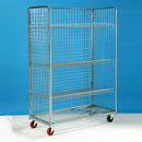 Rollcontainer espositore 1200x600x1800h maglia 50x50 con 3 pareti ruote ø106x40 in pp 2 fisse + 2 girevoli