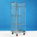 Rollcontainer espositore 600x600x1800h maglia 50x50 con 3 pareti ruote ø106x40 in pp 2 fisse + 2 girevoli