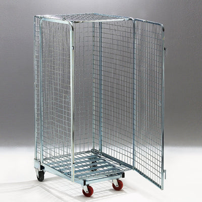 Rollcontainer imbott. antifurto sicurezza dim. mm 715x860x1700h maglia 50x50 ruote ø106x40 in pp 2 fisse + 2 girevoli