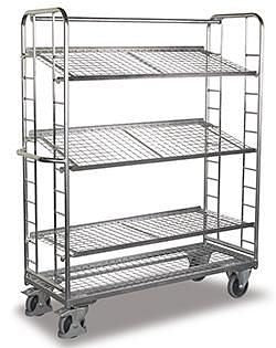 Carrello A Ripiani Variofit Con 4 In Rete Metallica Gomme Gomma Termoplastica Zincato
