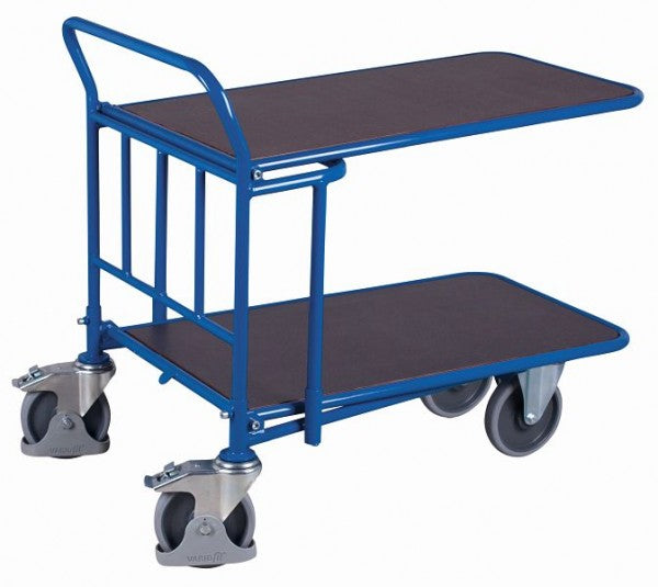 Carrello variofit c + c con 2 aree di carico in lastra serigrafica, capacità di carico 400 kg area di carico: 880 x 500 mm (l / p) pneumatici in gomma termoplatica, nero-500.112