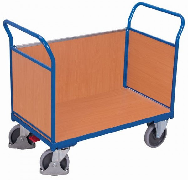 Carrello di trasporto variofit con 3 pareti in legno dimensioni esterne: 1.040 x 500 x 975 mm (l / p / a) capacità di carico 400 kg pneumatici in gomma termoplastica, sw-500.302