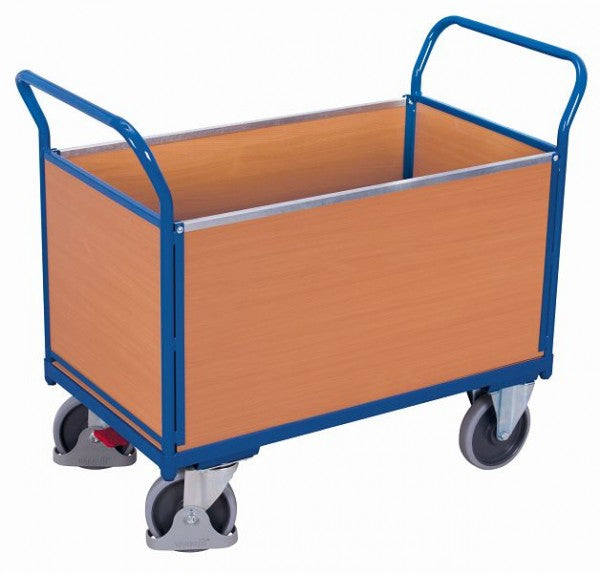 Carrello a quattro pareti variofit con capacità di carico in legno 400 kg pneumatici in gomma termoplatica, sw-500.400