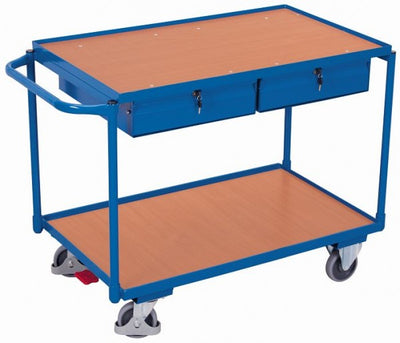 Carrello Da Tavolo Variofit Con 2 Piani Di Carico E Cassetti Capacità 250 Kg Pneumatici In Gomma Ter