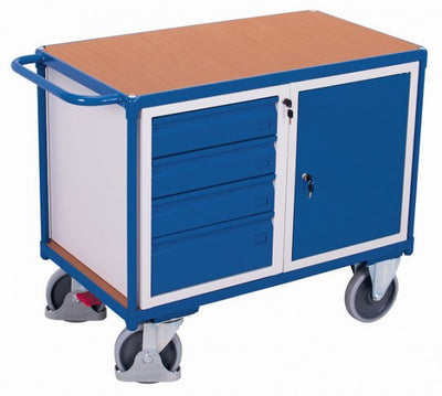 Carrello Da Officina Variofit Con 1 Piano Di Carico Capacità 500 Kg Pneumatici In Gomma Termoplatica