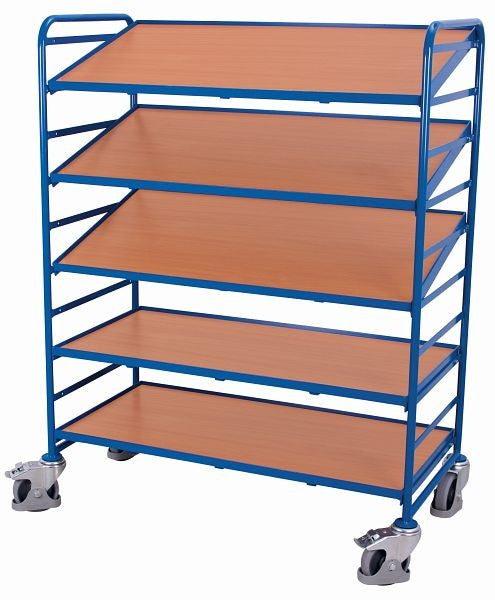 Carrello Variofit Euro Box Con 5 Ripiani In Legno Capacità Di Carico 250 Kg Pneumatici Gomma Termopl