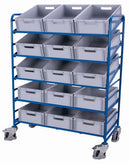 Variofit Euro Box Trolley Con 15 Scatole Di Plastica Portata 250 Kg Pneumatici In Gomma Termoplastic