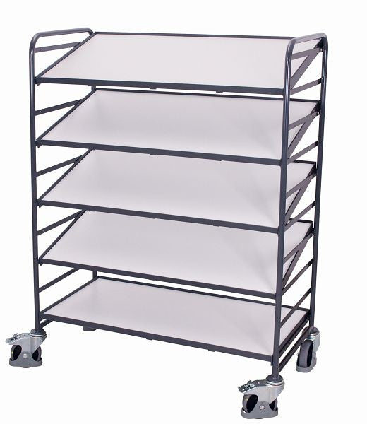 Variofit esd euro box trolley con 5 ripiani esd, capacità di carico: 250 kg, area di carico: 1.240 x 604 mm (l / p), nero-610.315