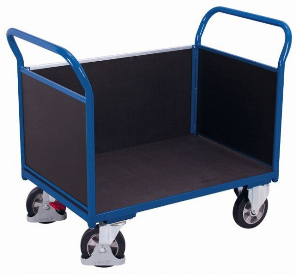 Carrello a tre pareti variofit con piatto serigrafico, portata 1000 kg, ruota elastica in gomma piena, sw-700.322