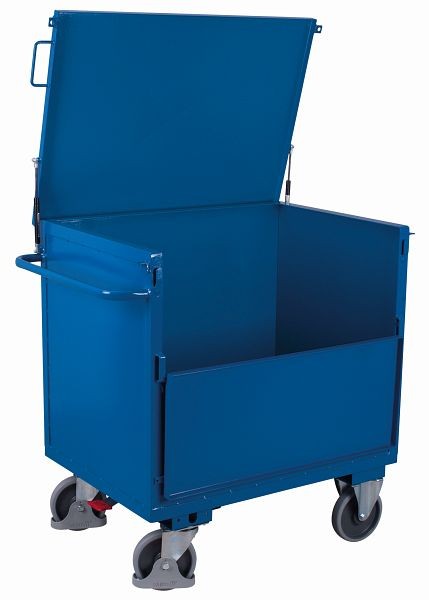 Carrello portavaligie in lamiera variofit con coperchio saldato saldamente, portata 500 kg pneumatici in gomma termoplastica, sw-700.415