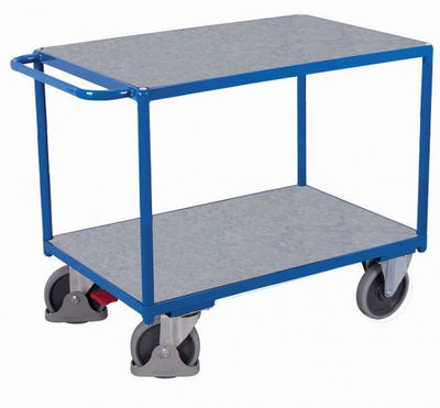 Carrello Da Tavolo Pesante Variofit Con 2 Piani Di Carico Zincati Capacità 500 Kg Pneumatici In Gomm