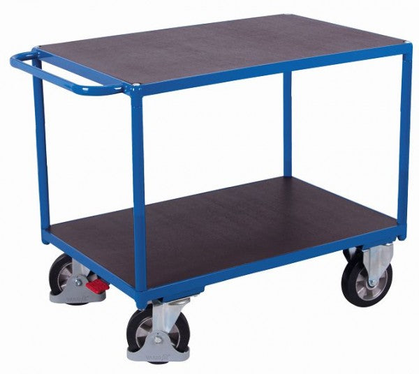 Carrello da tavolo per carichi pesanti variofit con 2 piani di carico, capacità di carico 1000 kg, ruota in gomma piena elastica, sw-700.530