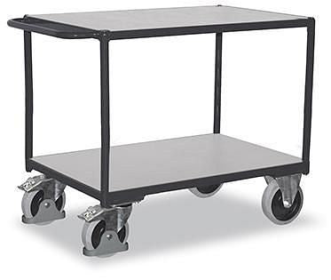 Variofit carrello da tavolo esd pesante con 2 piani di carico, capacità di carico 500 kg pneumatici in gomma piena elettricamente conduttivi esd, sw-700.562
